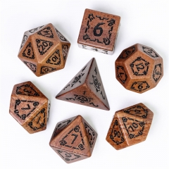 Retro Brown Marble Pattern Gemstone Dice with Black PU leather Hexagon Box