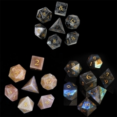 Labradorite moonstone Gemstone Dice with Black PU leather Hexagon Box