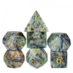 Jasper Semi-Precious Gemstone Dice with Black PU leather Hexagon Box