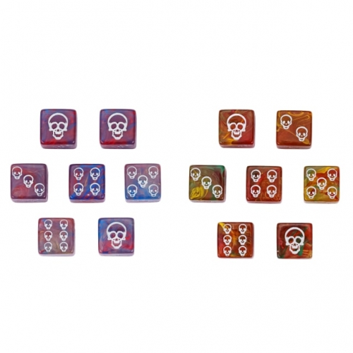 Acrylic Swirl Skull Pattern Dice (16mm D6)