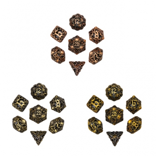 Hollow Ancient Metal  Dice (Dragon&Flower)