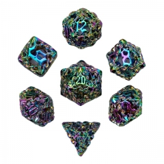 Hollow Rainbow Metal  Dice (Dragon&Flower)