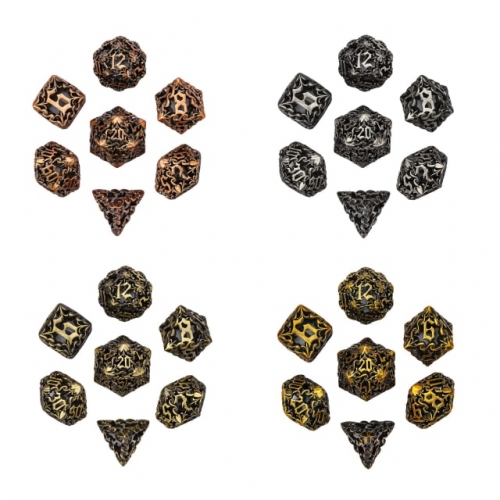 Hollow Ancient Metal  Dice (Dragon&Flower)