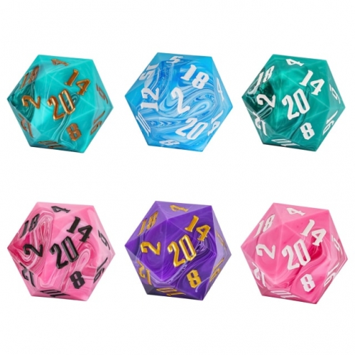 Acrylic Swirl 55mm D20 Dice