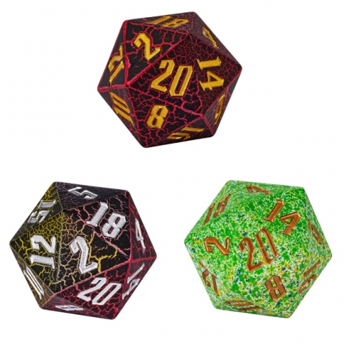 Resin 55mmD20 Crackle Dice With Paper Box Packaging