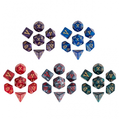 Acrylic Marbled Dice (Roman numerals)