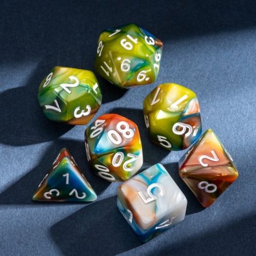 DND Dice Set Galaxy Polyhedral Acrylic Die 7pcs TTRPG Game