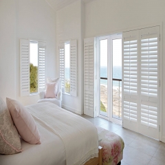 Hot sale nice price white wooden louver window shutters