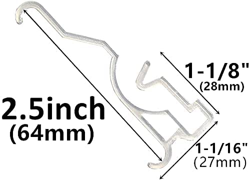 2.5" Clear Plastic Hidden Retainer Holder Installation Bracket for 2inch Horizontal Wood and Faux Wood Blinds with a 2-1/2" (64mm) Arc-Shaped Slat