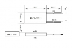 Peltier module TEC1-09911 25mm*50mm*3mm both wires on the side 25mm