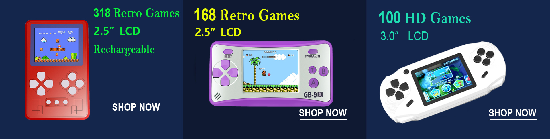 retro handheld game console for kids