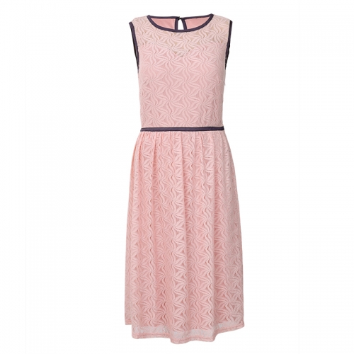 Fashion pink summer sleeveless women lace dress
