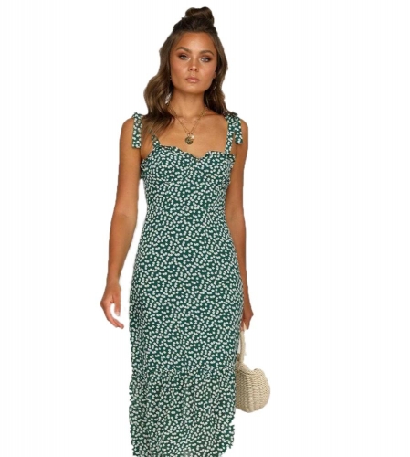 New style printed lady beach summer sleeveless dress