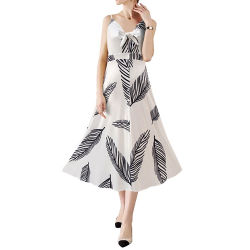 Hot Selling Women Loose Long Dress Strapless V-neck Elegant Print Casual Dresses for Women
