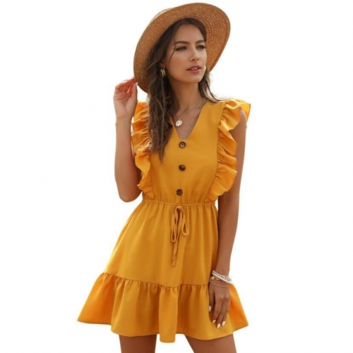 Women Casual Dress American and European Style V-Neck Casual Dress Women