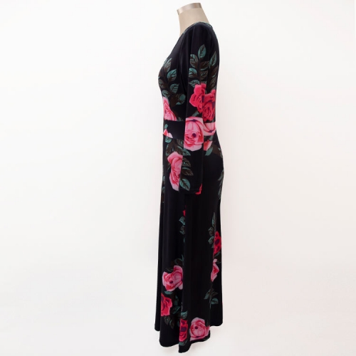 Hot Selling Elegant Women Dresses Sustainable Long Sleeve Lady Print Casual Dresses