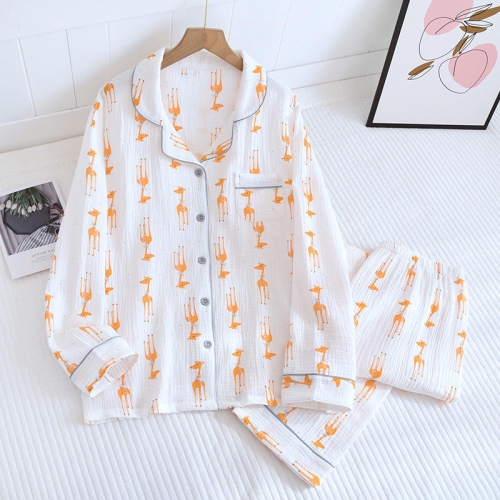 New Arrival OEM Service Multi-color Turn-down Collar Two Piece Set Women's 100% Cotton Quality Pajama