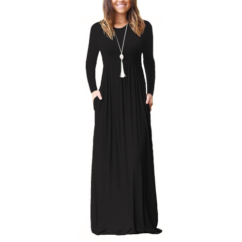 2023 Women's Long Sleeve Plus Size Dress Spring Casual Maxi Dresses Soft with Pockets