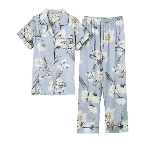 Limited Time Discounts Simple Design Polyester Material Printing Women's Pajamas