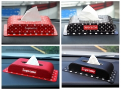 シュプリーム ティッシュケース レザー製 ブランド トイレットペーパーホルダー supreme 車載用ティッシュケース