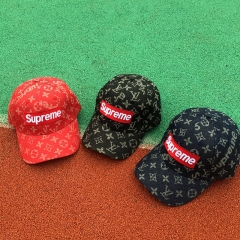 ルイヴィトンシュプリームコラボ帽子 個性 supreme ルイビトンキャップ  サイズ調整可 男女兼用 