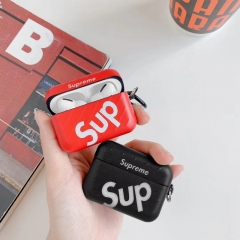 シュプリーム Airpods proケース お洒落 ヘッドホン収納ケース フック付き supreme Airpods proカバー 人気 エアーポッズプロケース 