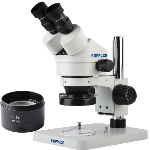KOPPACE 3.5X-45X,Binocular Stereo Zoom Microscope,WF10X Eyepieces,144 LED Ring Light,Includes 0.5X  Barlow Lens,Mobile phone repair microscope