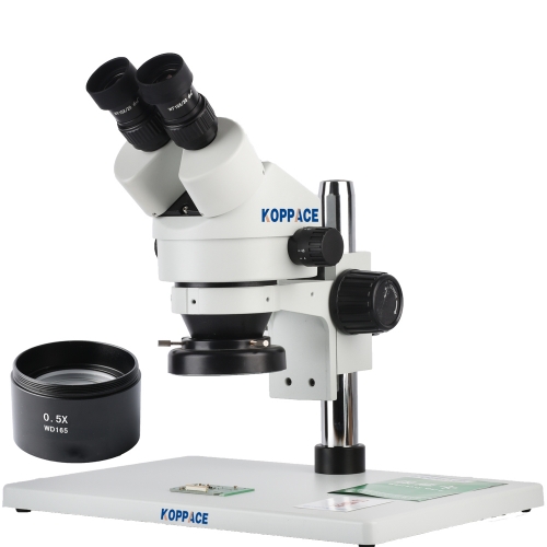 KOPPACE 3.5X-45X,大平台,双目立体显微镜,WF10X目镜,144 LED环形灯,包括0.5X物镜