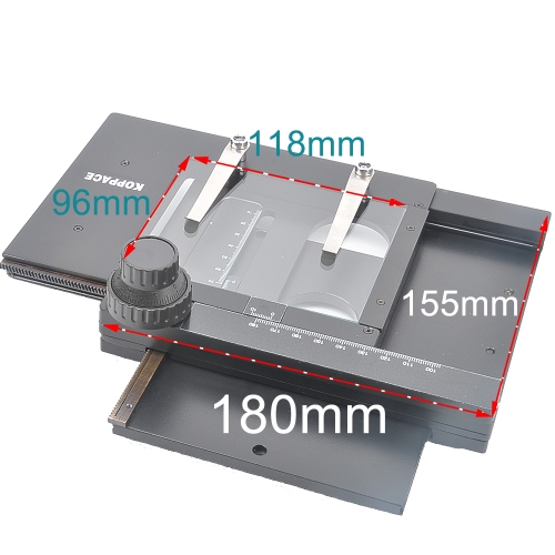 KOPPACE 显微镜载物台 水平移动75mm 垂直55mm XY载物台 用于立体显微镜 安装尺寸95mm