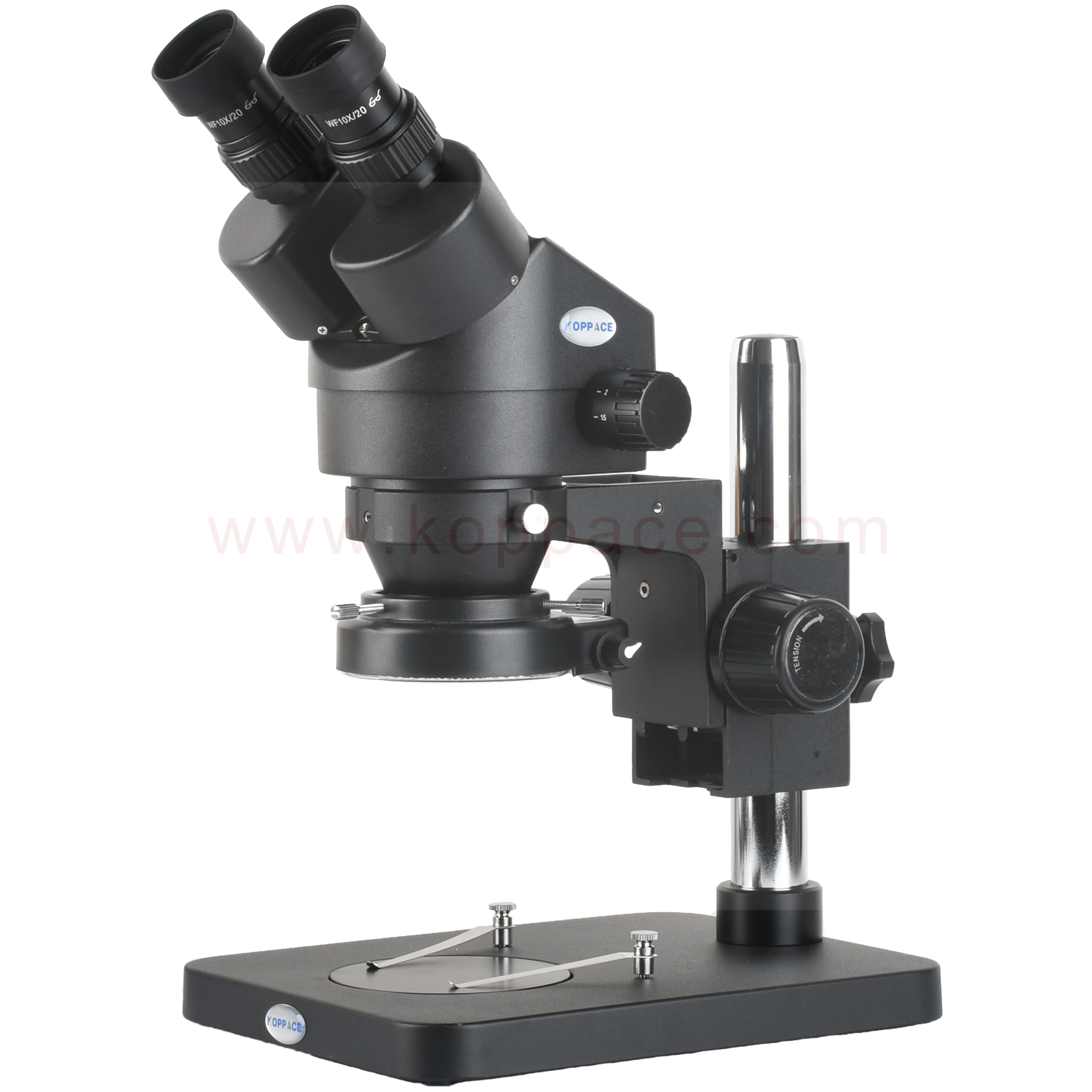 KOPPACE 3.5X-90X Black Binocular Stereo Microscope 144 LED Ring Light Mobile Phone Repair Microscope  WF10X and WF20X Eyepieces