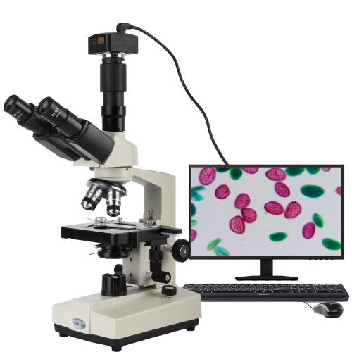 40X-1600X Biological Compound Laboratory Microscope, Trinocular, LED Light  + USB Digital Camera