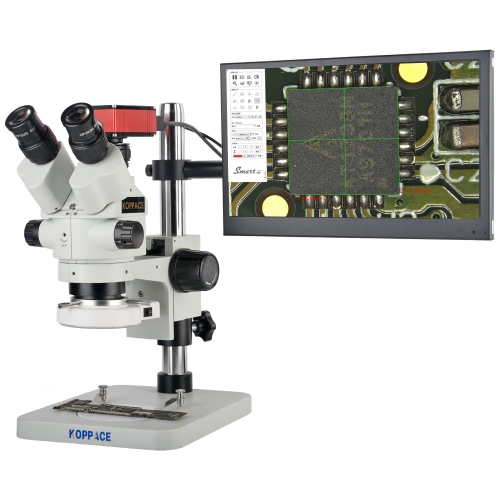 KOPPACE 3.5X-180X 200万像素 高清三目立体测量显微镜 包括13.3英寸高清监视器 可以拍照和录像