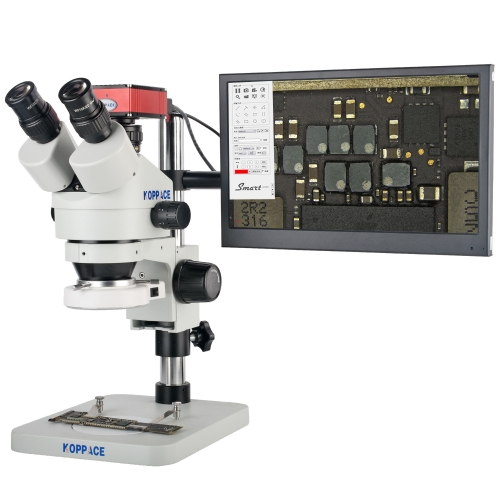 KOPPACE 3.5X-180X HD 2MP Trinocular Stereo Measuring Microscope Including 13.3-inch HD Monitor Can Take Pictures And Videos