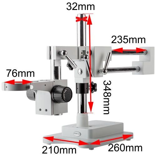KOPPACE Microscope Double Arm Bracket Lens Aperture 76mm Horizontal Movement 235mm Column Diameter 32mm