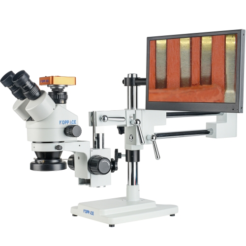 KOPPACE 三目立体电子显微镜 3.5X-180X连续变倍镜头 双臂支架 13.3" 显示器