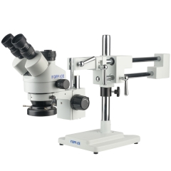 KOPPACE 3.5X-180X Trinocular Stereo Microscope Double Arm Bracket Continuous Zoom Lens
