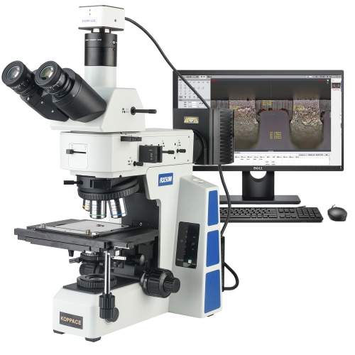KOPPACE 153X-1530X Electron Metallographic Microscope Light and Dark Field Lens 6.3 Million Pixels Measuring Camera
