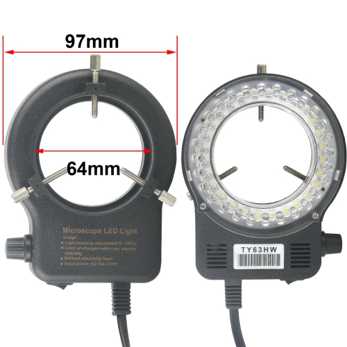 KOPPACE Microscope LED Ring Light Source 64mm Installation Size 56 Lamp Beads Adjustable Brightness