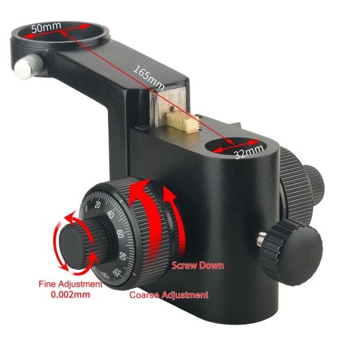 KOPPACE Microscope Focusing Bracket Column Hole 32mm Fine Tuning Accuracy 0.002mm Lens Aperture 50mm