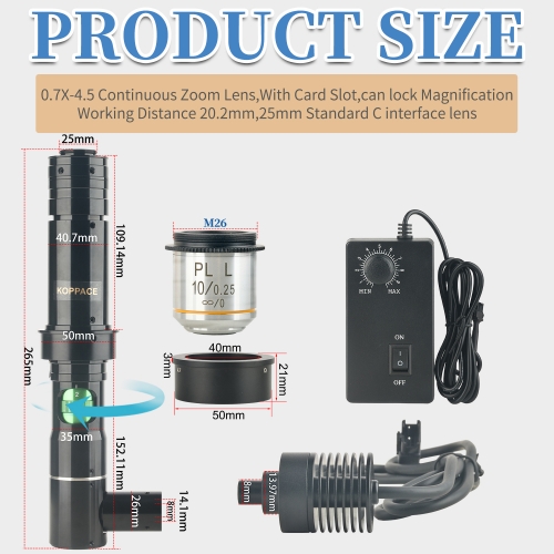 KOPPACE 238X-1535X Coaxial Light Microscope Lens Observation LCD