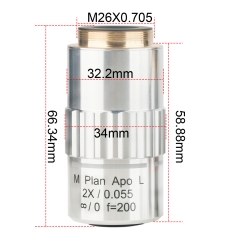 KOPPACE 2X Infinite far Long Working Distance Metallographic Microscope objective M Plan Apo L flat field apochromatic Objective