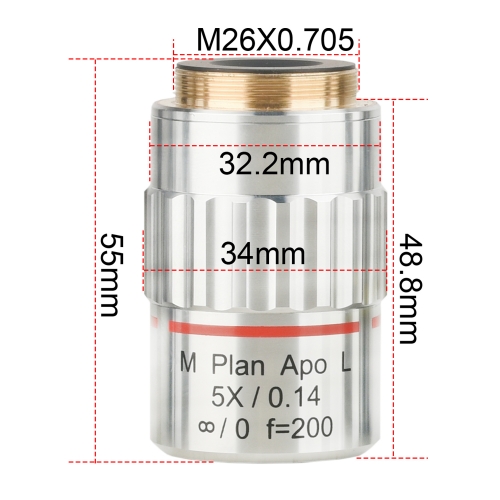 KOPPACE 5X Infinite far Long Working Distance Metallographic Microscope objective M Plan Apo L flat field apochromatic Objective