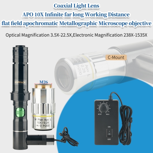 KOPPACE 238X-1535X Coaxial Light Microscope Lens Observation LCD Screen Cable ITO Chip Apo 10X flat field apochromatic Objective