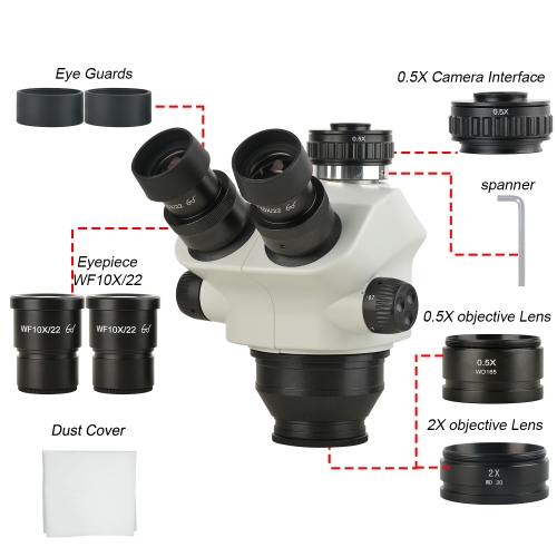 KOPPACE 3.5X-100X Triocular Stereo Microscope Lens Contains 0.5X and 2X Auxiliary Objectives