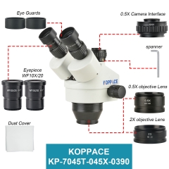 KOPPACE 3.5X-90X Triocular Stereo Microscope Lens Contains 0.5X and 2X Auxiliary Objectives