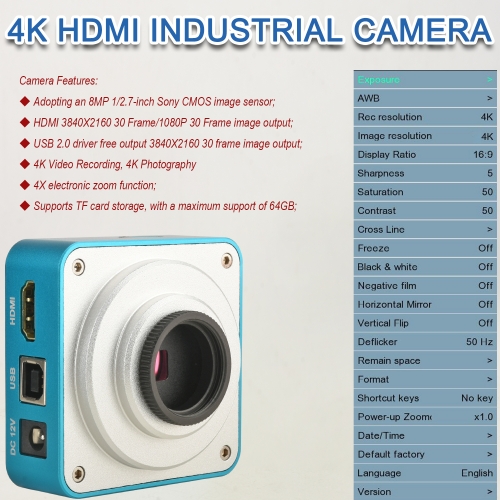 Fabrika kaynağı 1080P 30 fps 2 megapiksel H D M I dijital video endüstriyel mikr