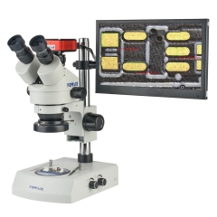 KOPPACE 14X-95X Trinocular Stereo Measuring Electron Microscope Up and down LED Light Source 13.3-inch Monitor