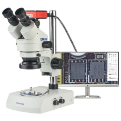 KOPPACE 24X-153X Trinocular Stereo Measuring Electron Microscope with Up and Down LED Light Source