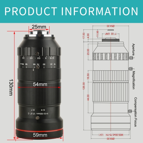 KOPPACE 8 Million Pixel 15-185mm Manual Zoom Industrial Inspection