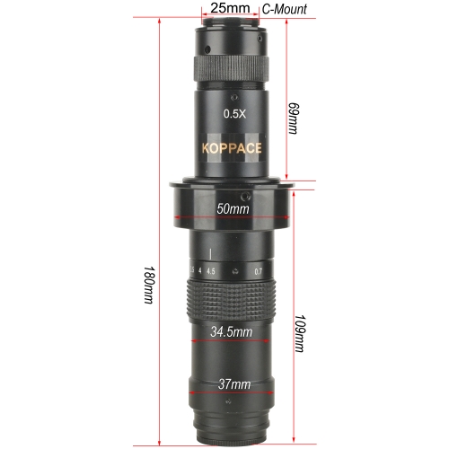 KOPPACE 24X-157X Continuous Zoom Lens Industrial Microscope Lens 0.7X-4.5X
